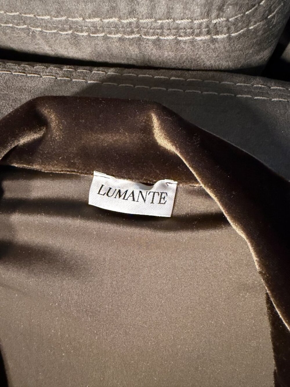 Lumante Womens Brown Velvet 2-Piece Blazer & Wide-Leg Pants Suit Set Made In Ita - Picture 3 of 5